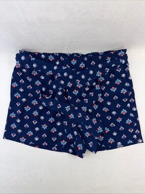 Loft Navy Floral Stretch Waist Tie-Front Pockets Shorts